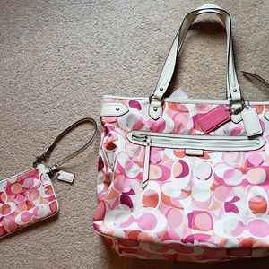 Pink Coach Purse with Wristlet